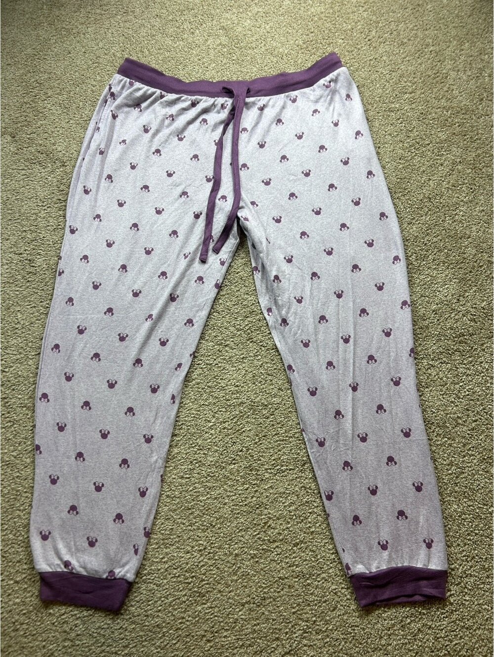 Disney Women's 2Pc Pajama Set Purple Print Short Sleeve Jogger Pants Sz XXL - Picture 8 of 9
